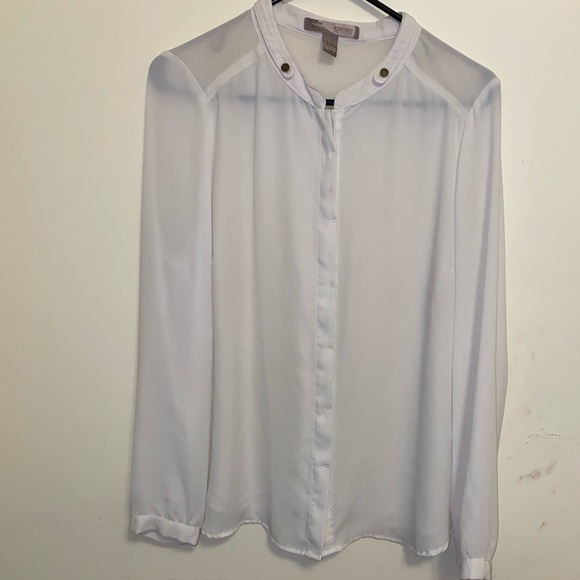 Chiffon Military Style Button Up Blouse - Picture 1 of 6